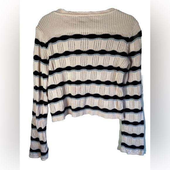La Ligne Cotton Knit Pink with Blue Stripes Cropped Sweater Size S - Picture 3 of 5